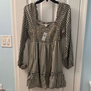 American Eagle Outfitters Checkered Dress with Ruffle Details
